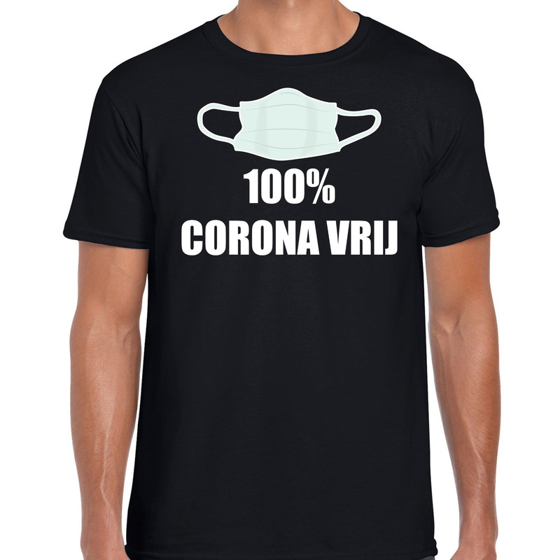 100 procent corona vrij t-shirt zwart voor heren