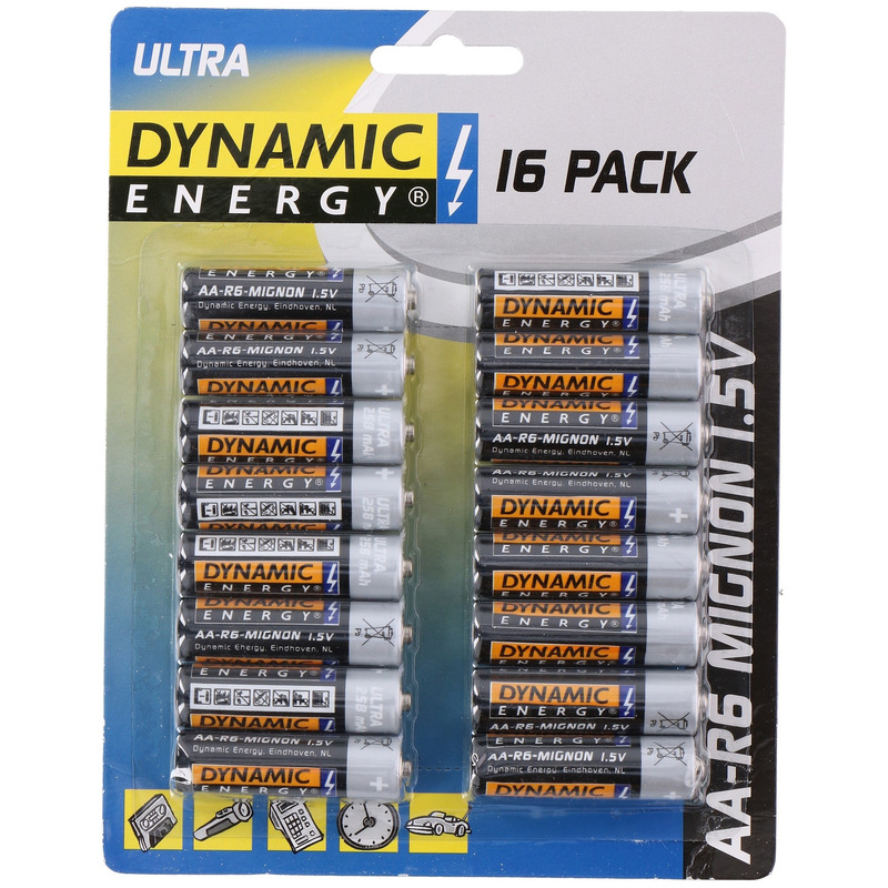 16x Dynamic energy AA batterijen 1.5 V
