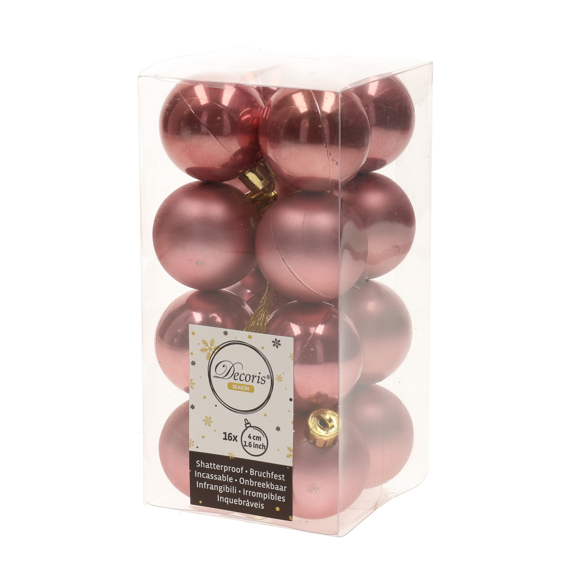 16x Oud roze kerstballen 4 cm kunststof mat-glans