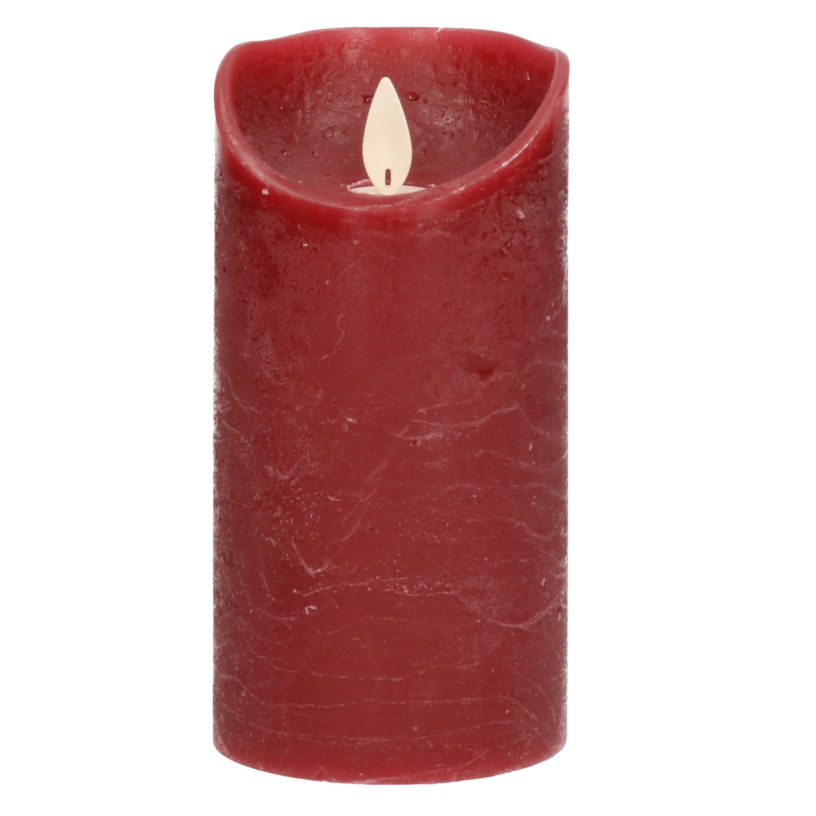 1x Bordeaux rode LED kaarsen-stompkaarsen met bewegende vlam 15 cm