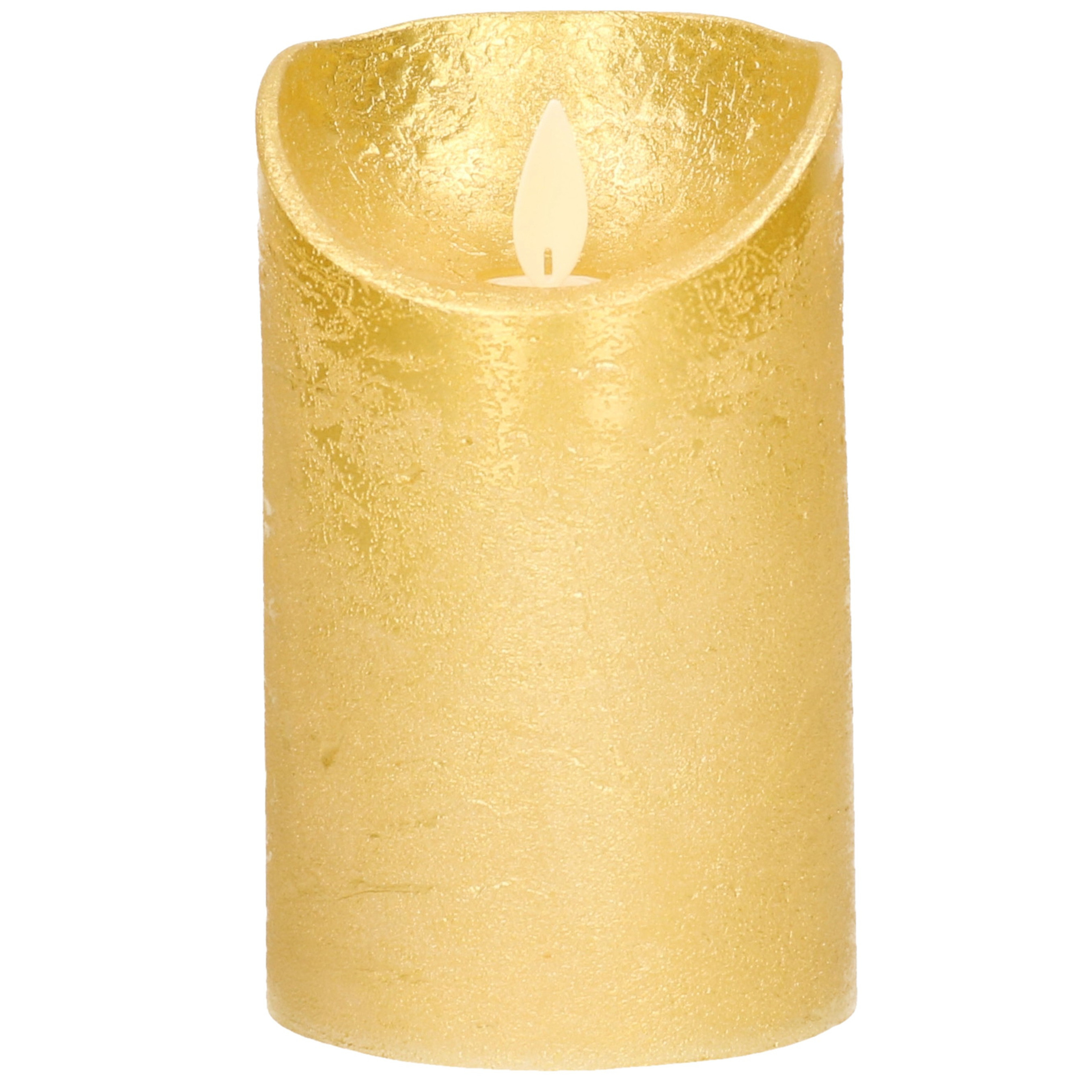 1x Gouden LED kaarsen-stompkaarsen met bewegende vlam 12,5 cm