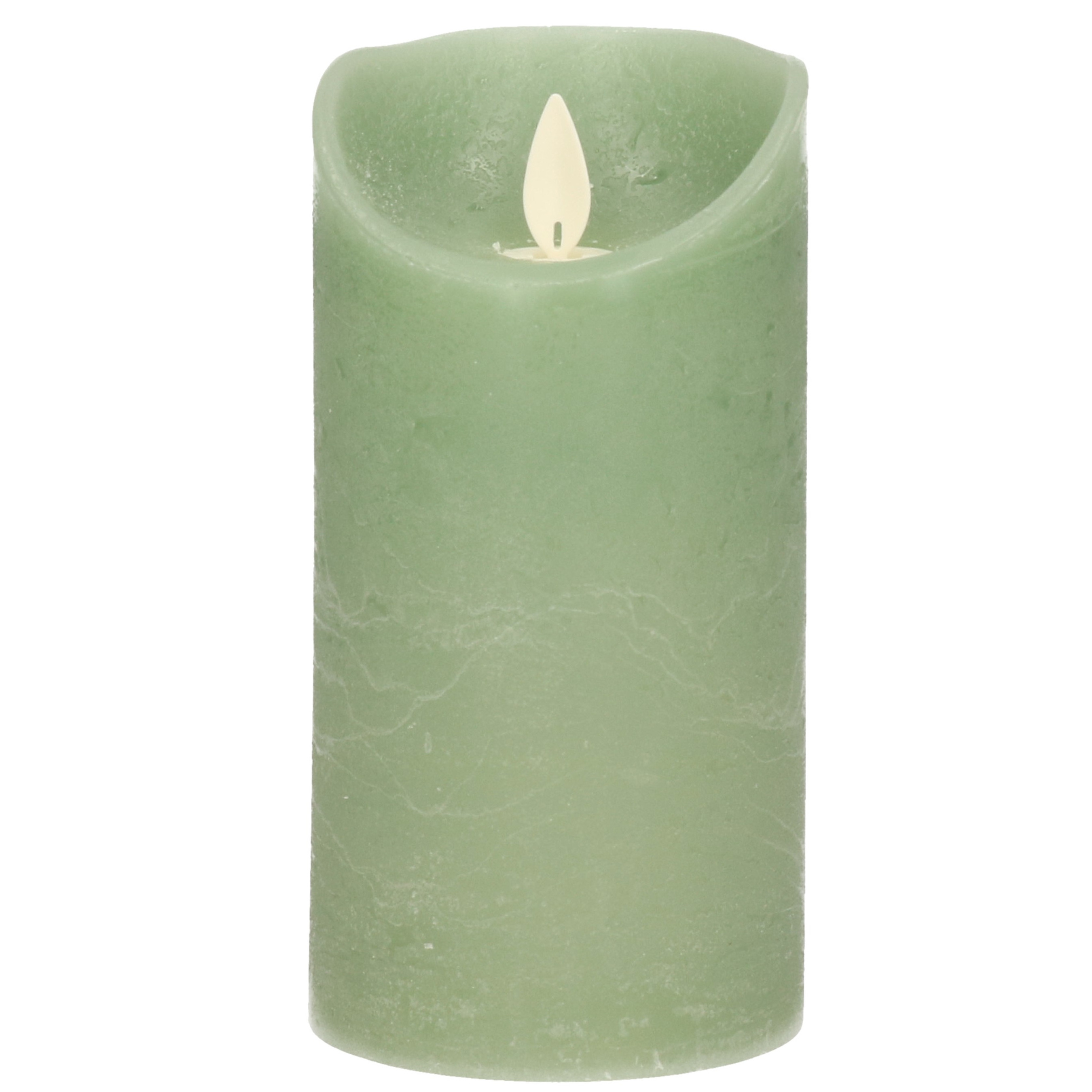 1x Jade groene LED kaarsen-stompkaarsen met bewegende vlam 15 cm