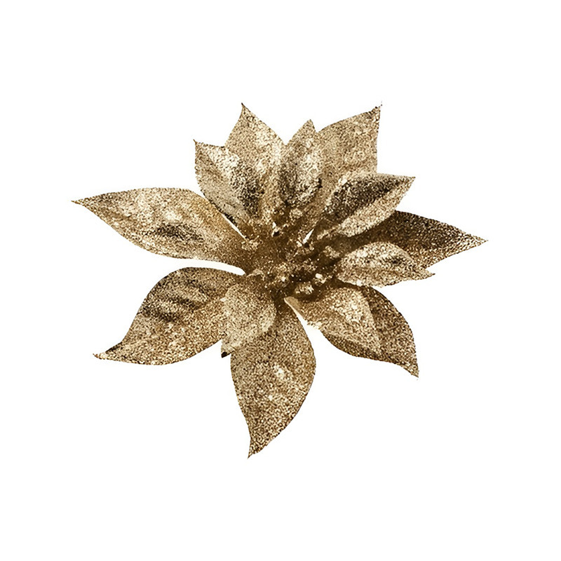 1x Kerstartikelen gouden bloemen kerstboompiek 18 cm