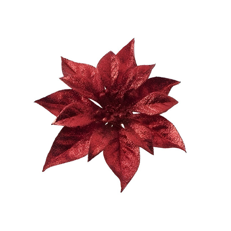 1x Kerstartikelen rode bloemen kerstboompiek 18 cm