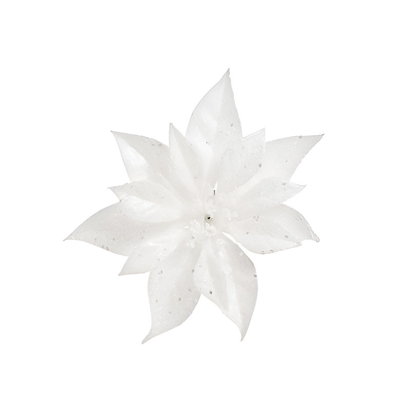 1x Kerstartikelen witte bloemen kerstboompiek 18 cm