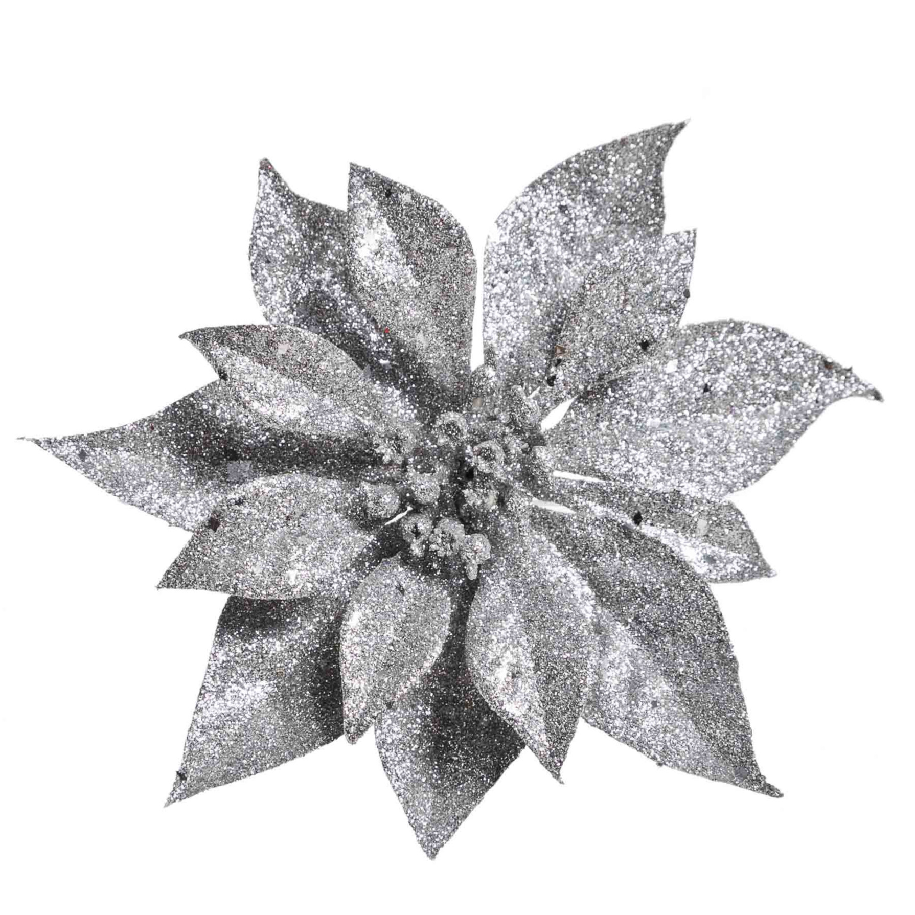 1x Kerstartikelen zilveren bloemen kerstboompiek 18 cm