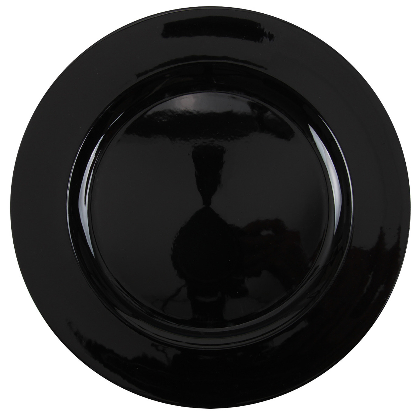 1x Ronde kaarsenborden-onderborden zwart glimmend 33 cm