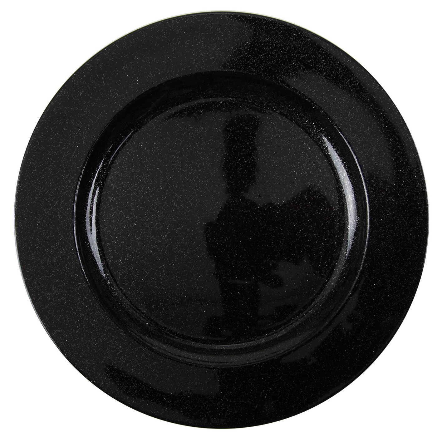 1x Ronde kaarsenborden-onderborden zwart glitter 33 cm