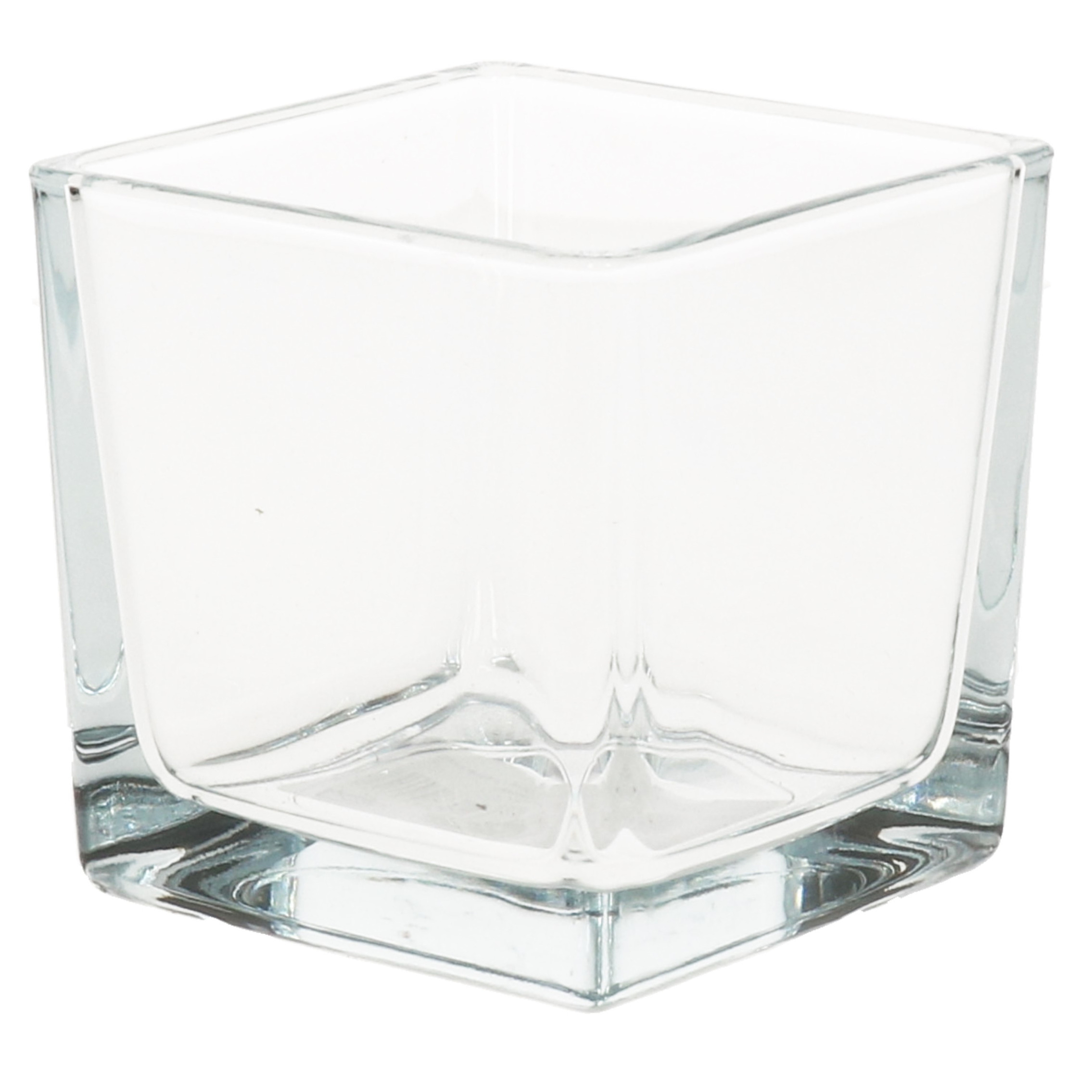 1x Waxinelichtjes-theelichtjes kaarsenhouders kubusvormig 8 x 8 cm