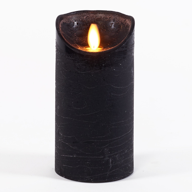 1x Zwarte LED kaarsen-stompkaarsen met bewegende vlam 15 cm