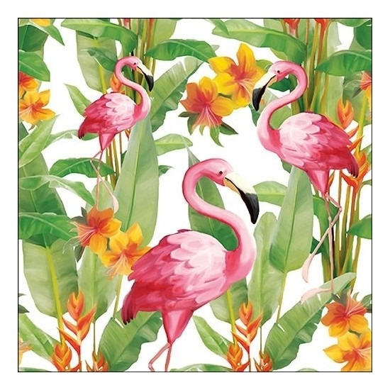 20x Flamingo exotisch thema servetten 33 x 33 cm