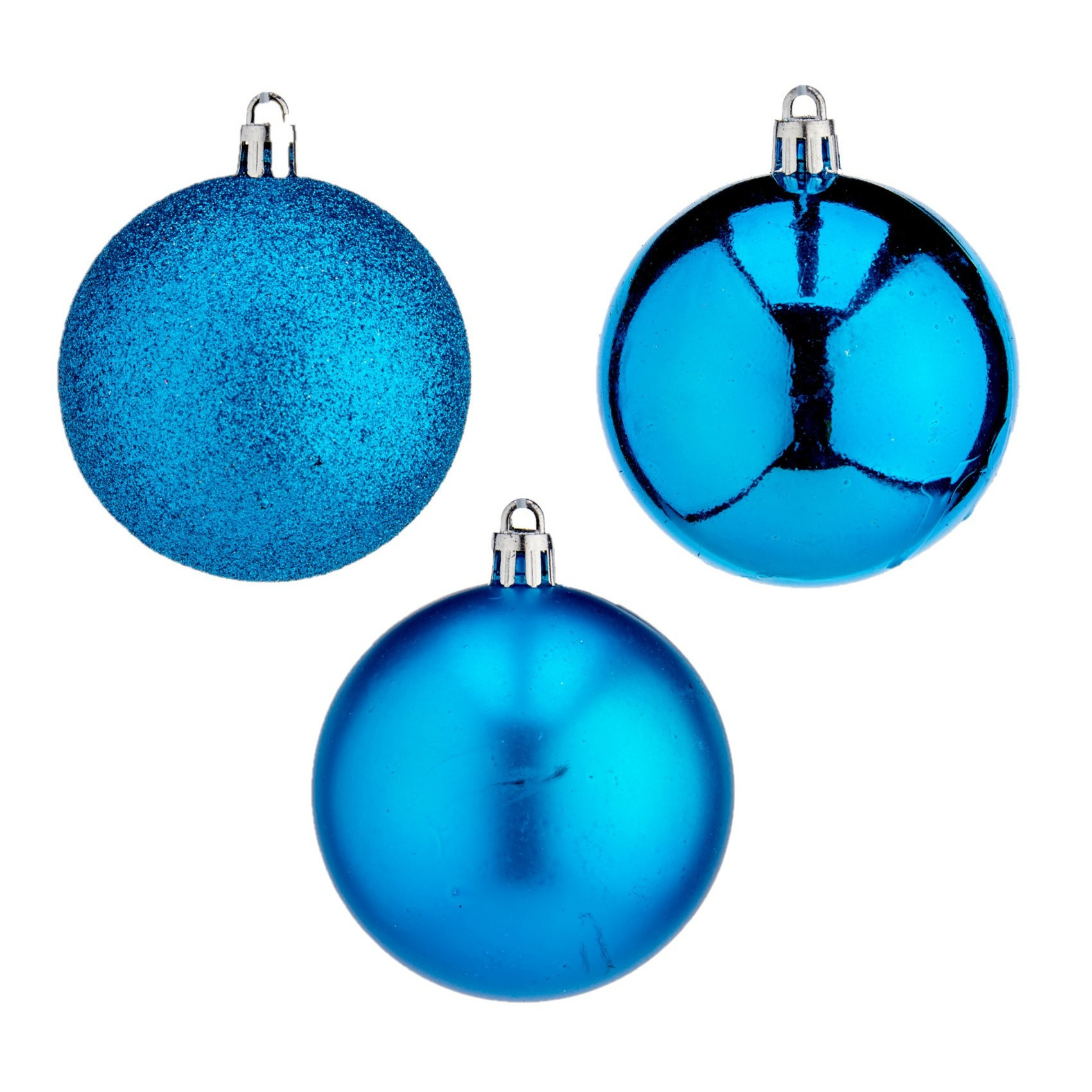 20x stuks kerstballen helder blauw kunststof 7 cm glitter, glans, mat