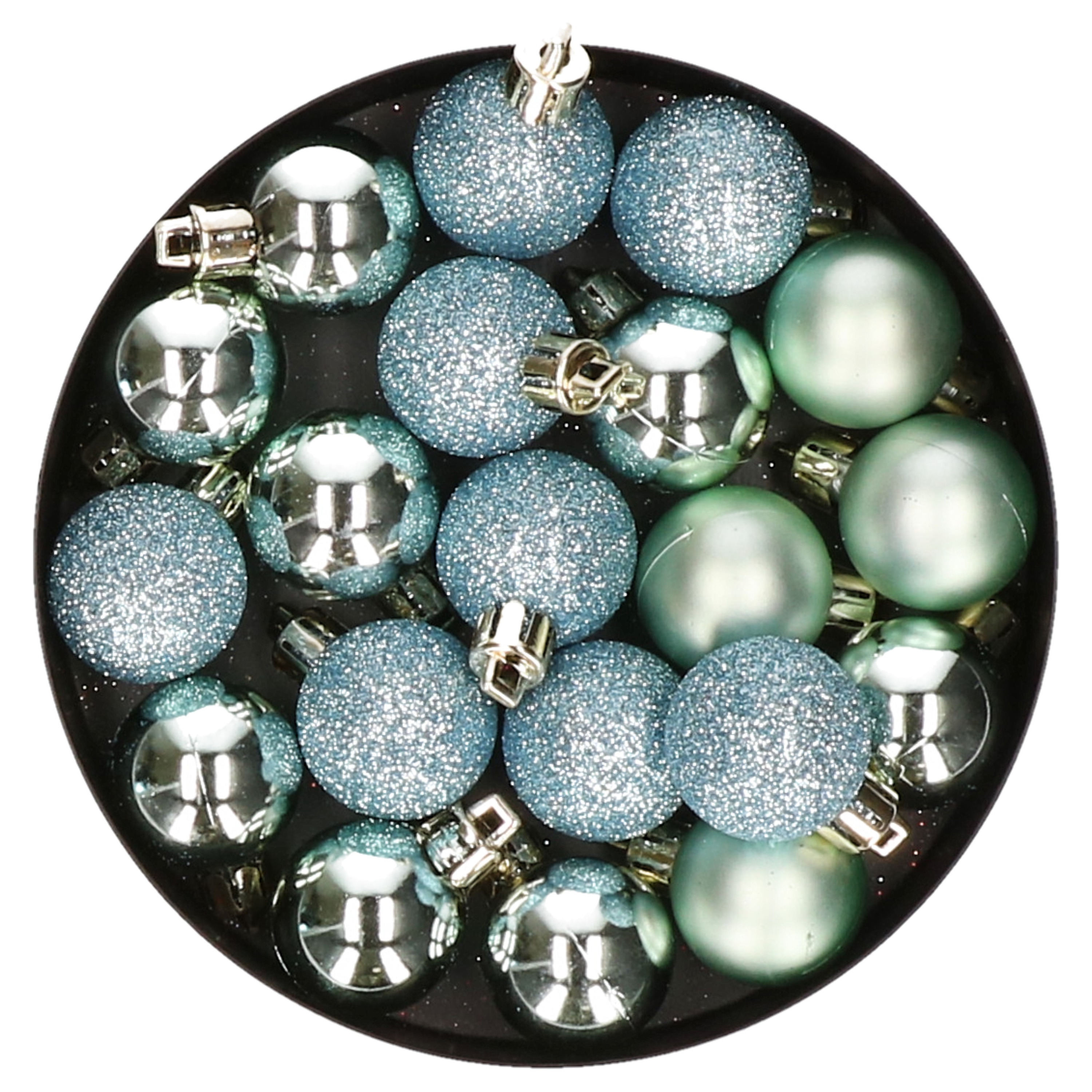 20x stuks kleine kunststof kerstballen mint groen 3 cm mat-glans-glitter