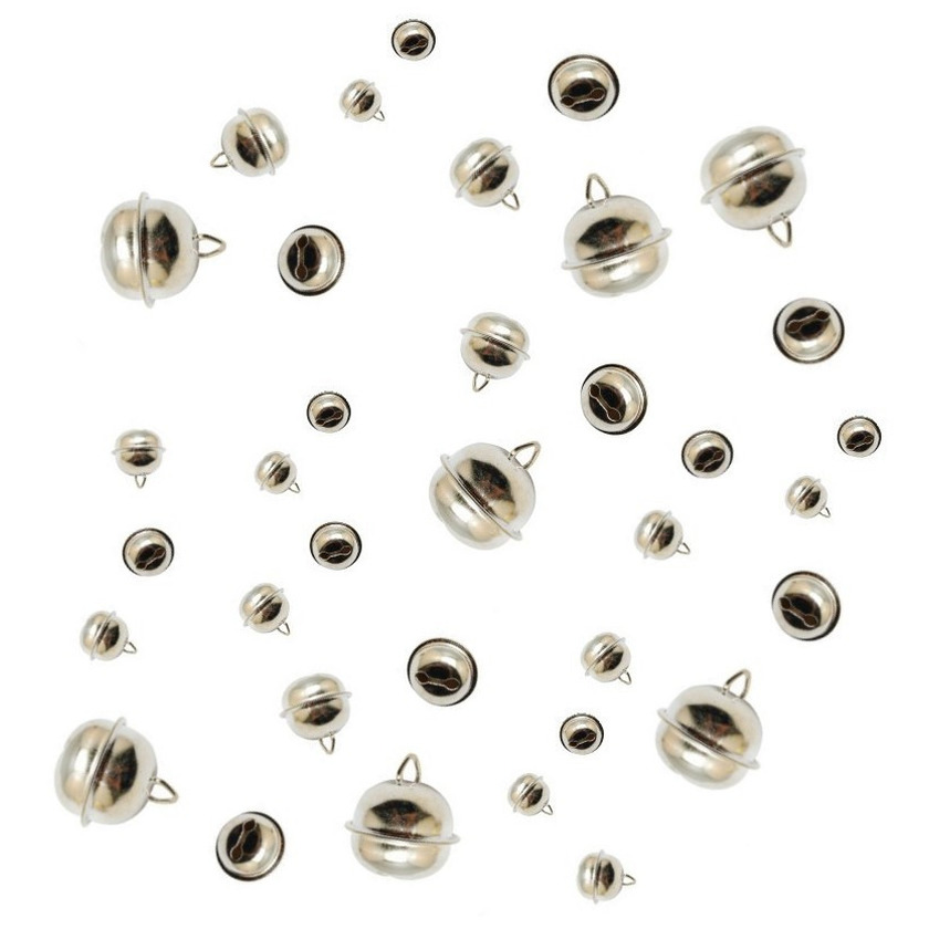 24x Metalen belletjes zilver met oog 12 mm hobby-knutsel benodigdheden