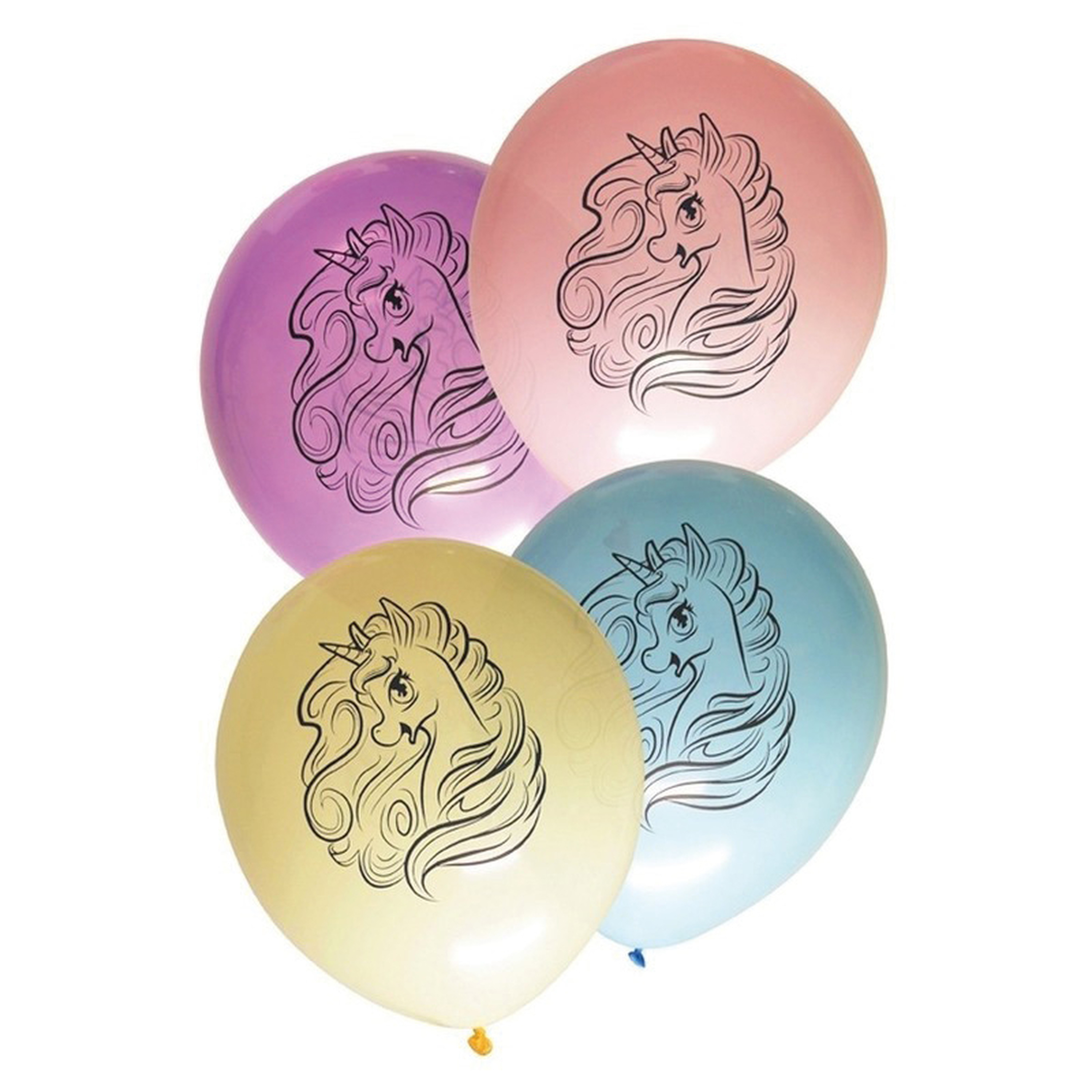 24x stuks Eenhoorn thema verjaardag feest ballonnen pastel kleuren