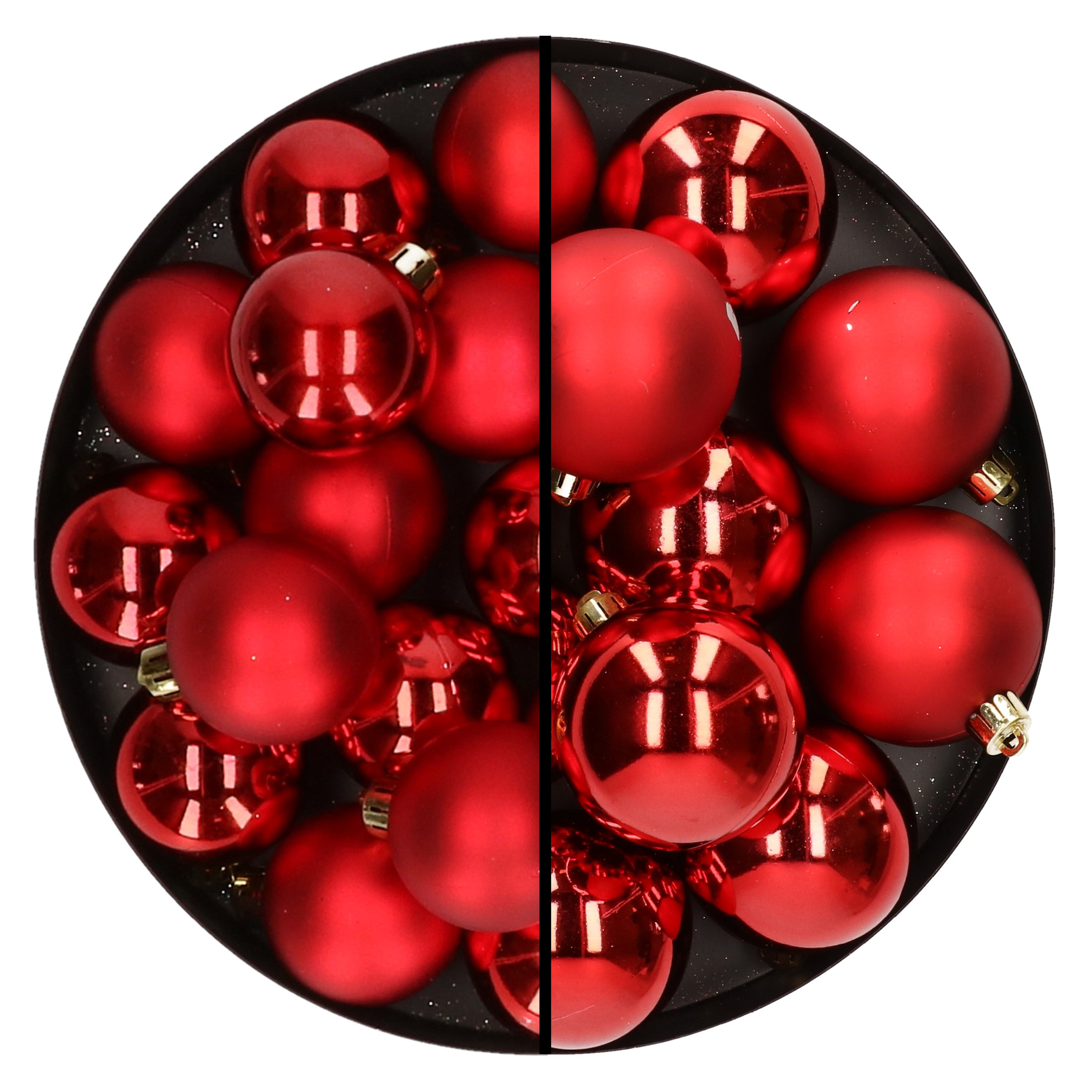 28x stuks kunststof kerstballen rood 4 en 6 cm
