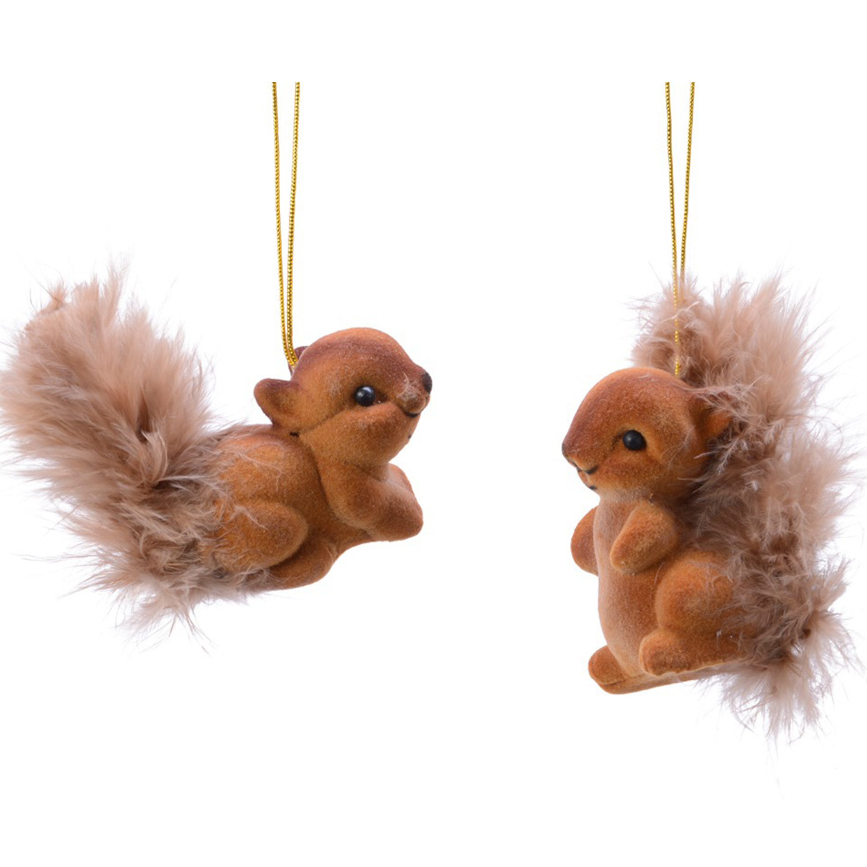 2x Bruine eekhoorns kerstversiering hangdecoraties 6 cm