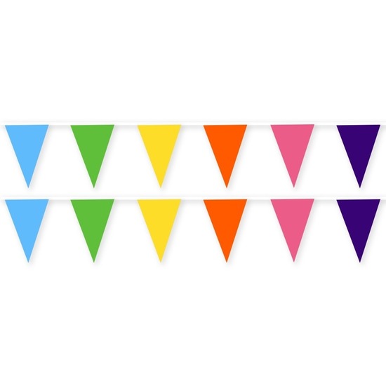2x Gekleurde stoffen vlaggenlijnen-slingers 10 meter