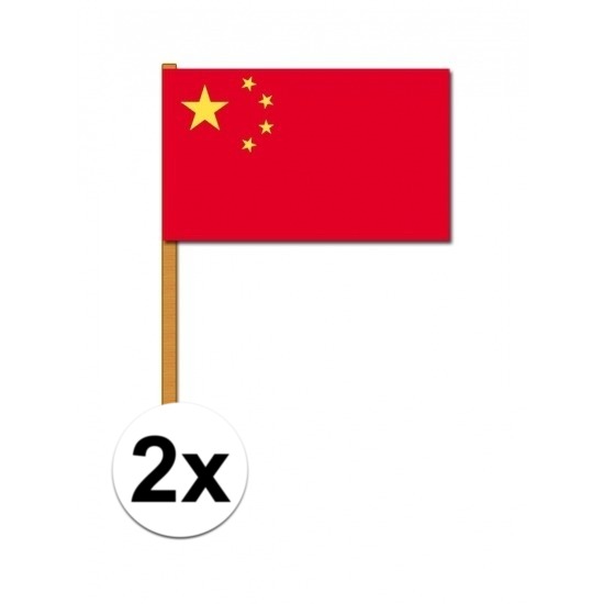 2x Luxe zwaaivlaggen China 30 x 45 cm