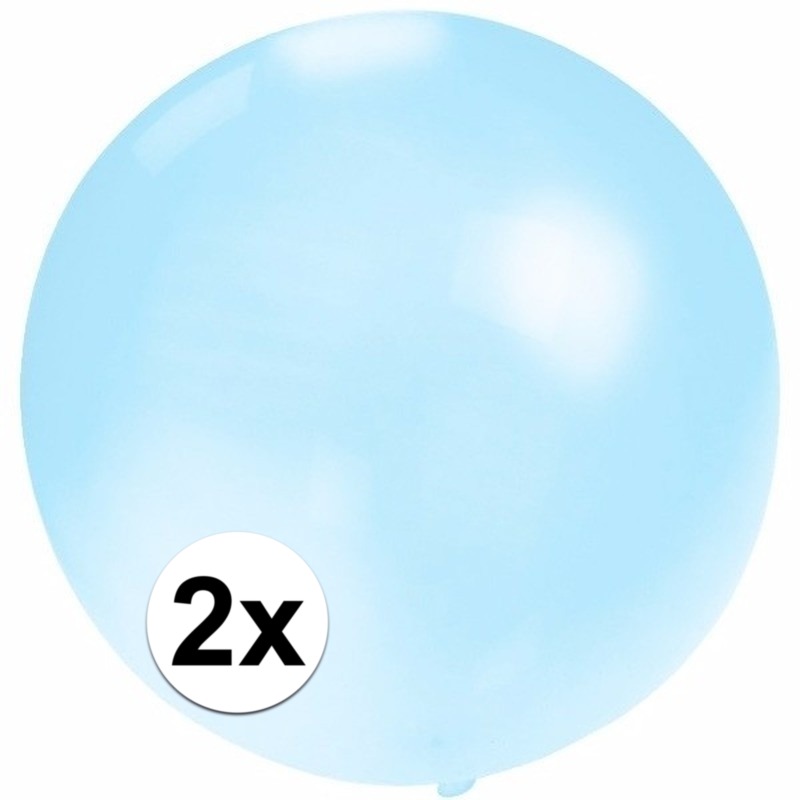 2x Ronde ballonnen baby blauw 60 cm voor helium of lucht