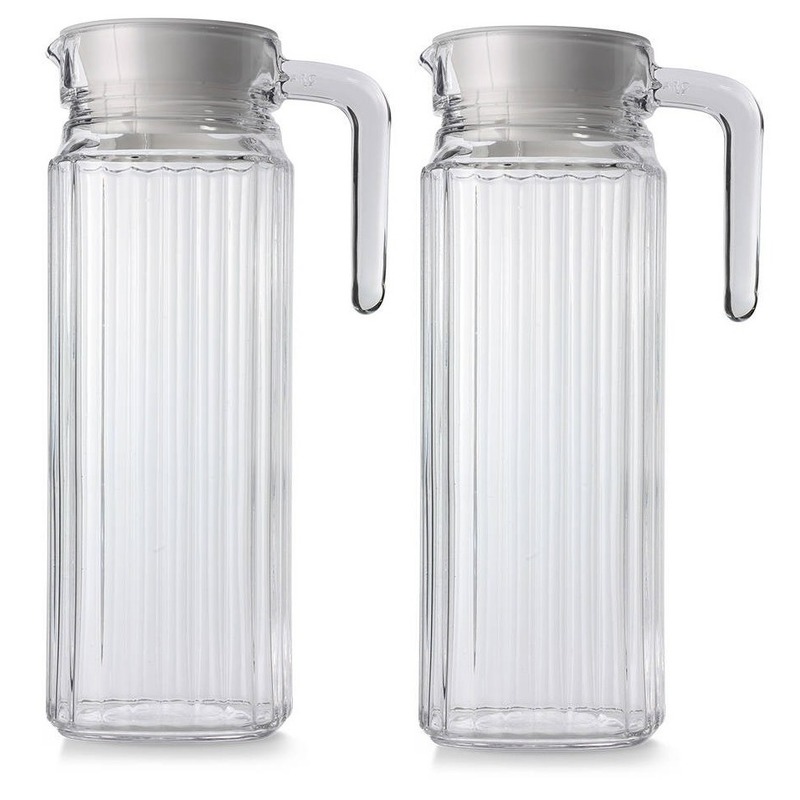 2x Sapkannen glas met handvat en dop 1,1 liter