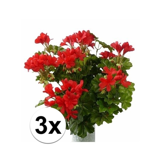 3 stuks Rode namaak geranium 40 cm