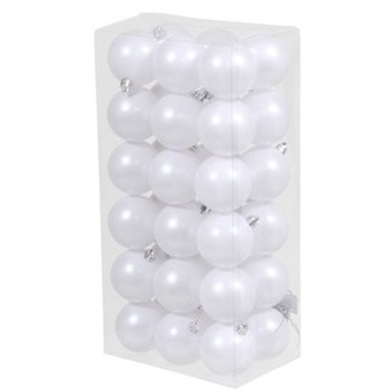 36x Witte kerstballen 6 cm mat kunststof-plastic kerstversiering