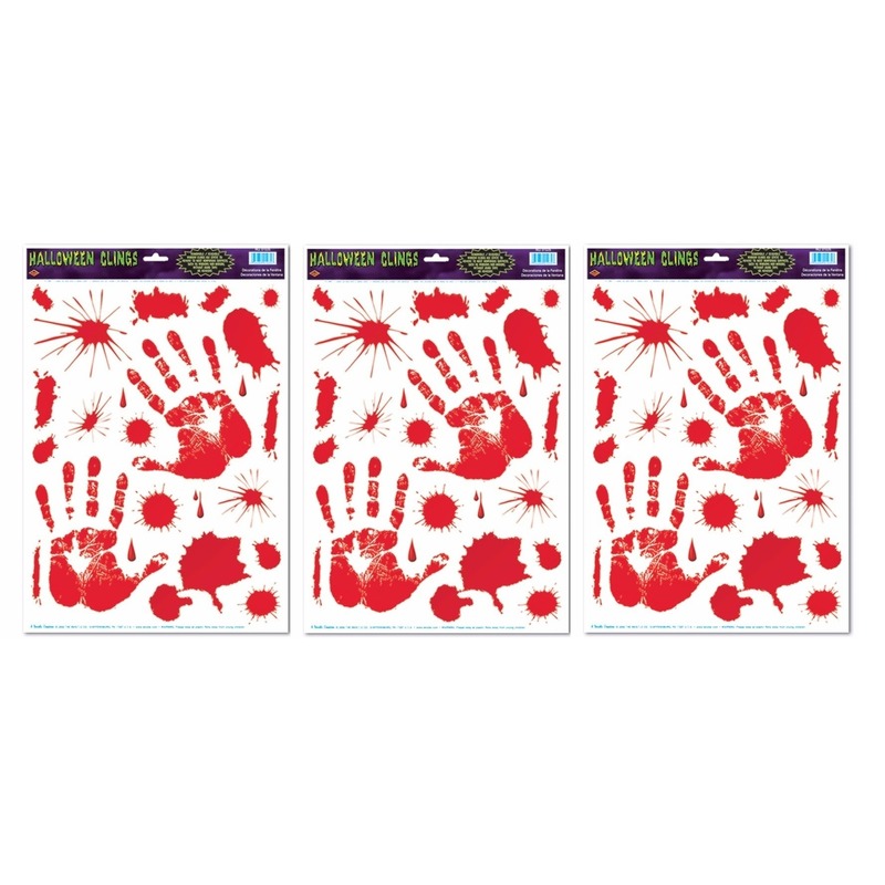 3x Raam Halloween stickers handprint