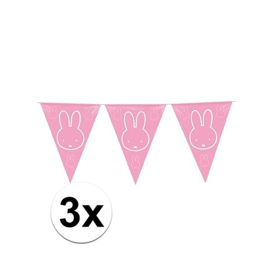 3x Roze geboorte slingers Nijntje thema