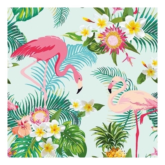 40x Flamingo exotisch thema servetten 33 x 33 cm