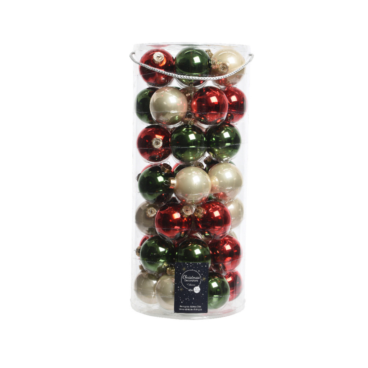 49x stuks glazen kerstballen donkergroen-rood-champagne 6 cm glans en mat