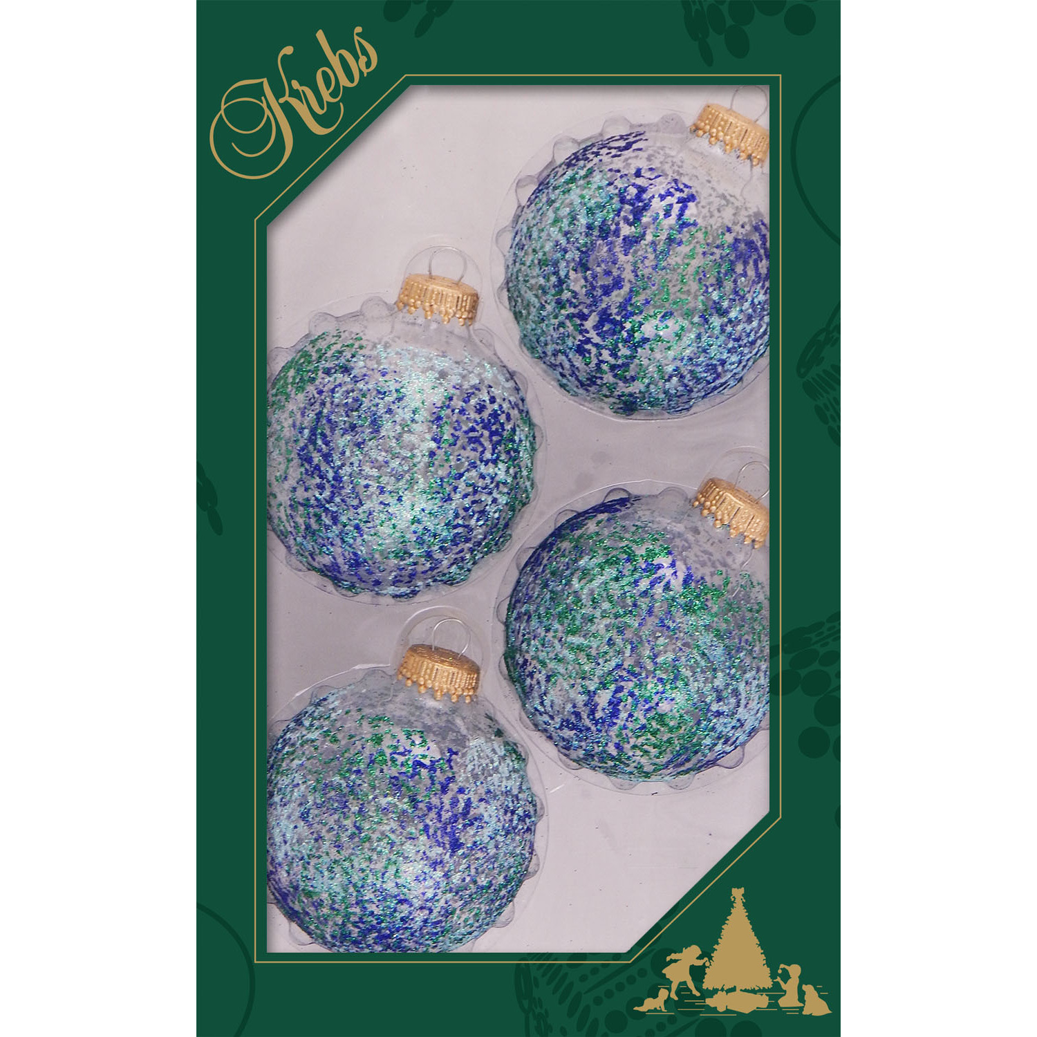 4x stuks luxe glazen kerstballen 7 cm transparant met blauwe glitters