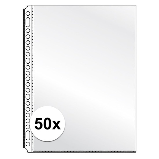 50x Showtassen-insteekhoezen transparant A4 23 rings