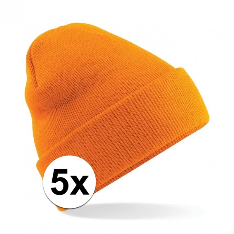 5x Dames winter schaatsmuts oranje