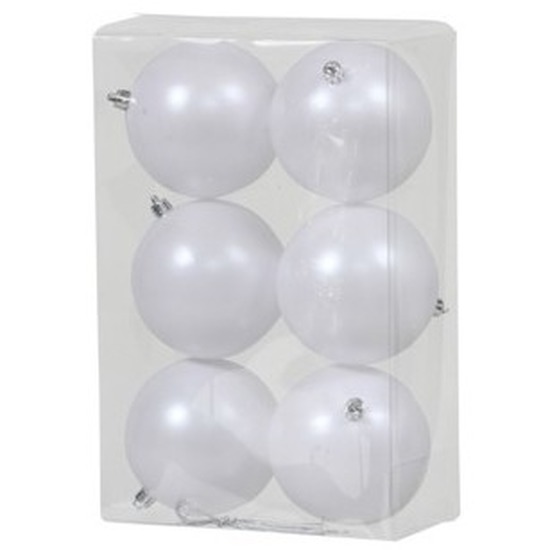 6x Witte kerstballen 10 cm mat kunststof-plastic kerstversiering