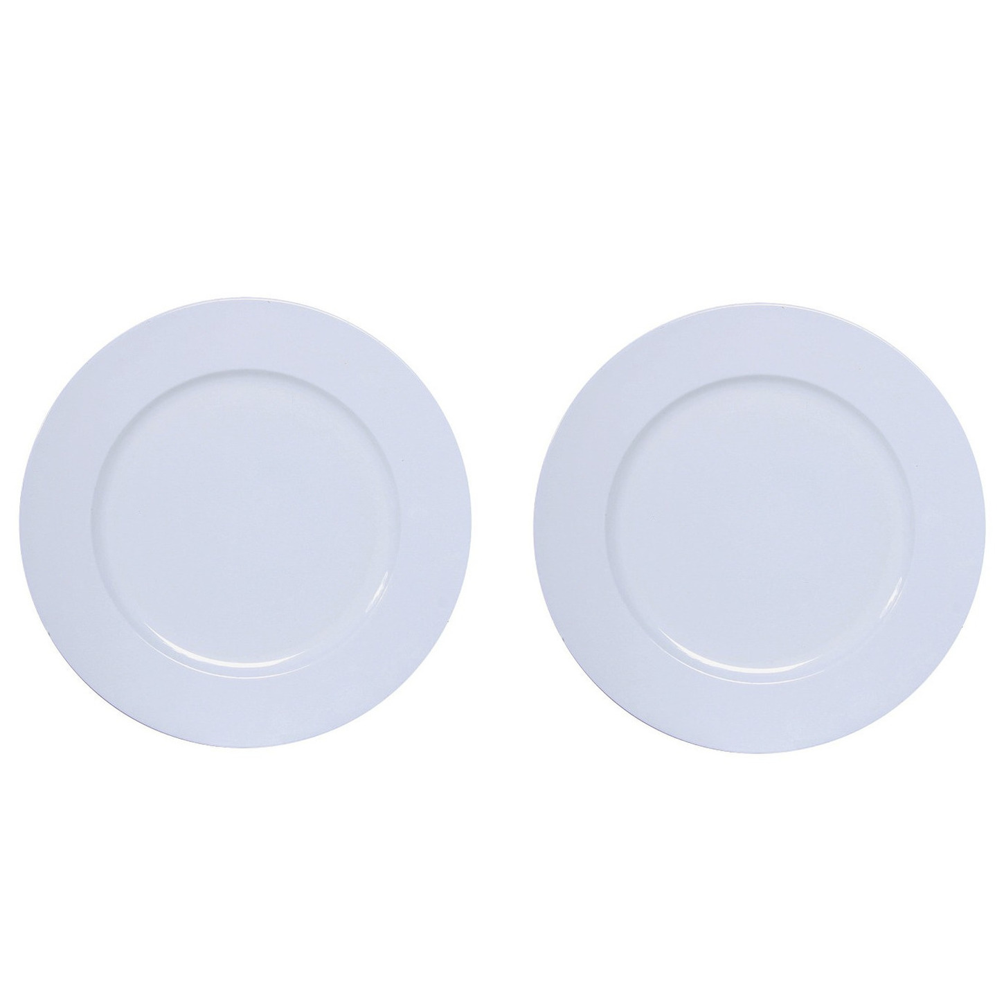 8x Ronde diner-kerstdiner borden-onderborden wit glimmend 33 cm