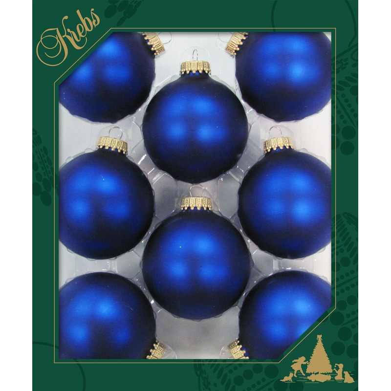 8x Royal velvet blauwe glazen kerstballen mat 7 cm kerstboomversiering