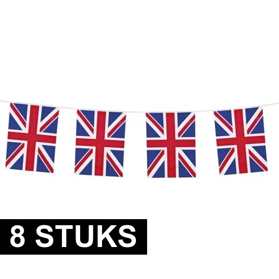 8x Union Jack vlaggenlijnen 10 meter