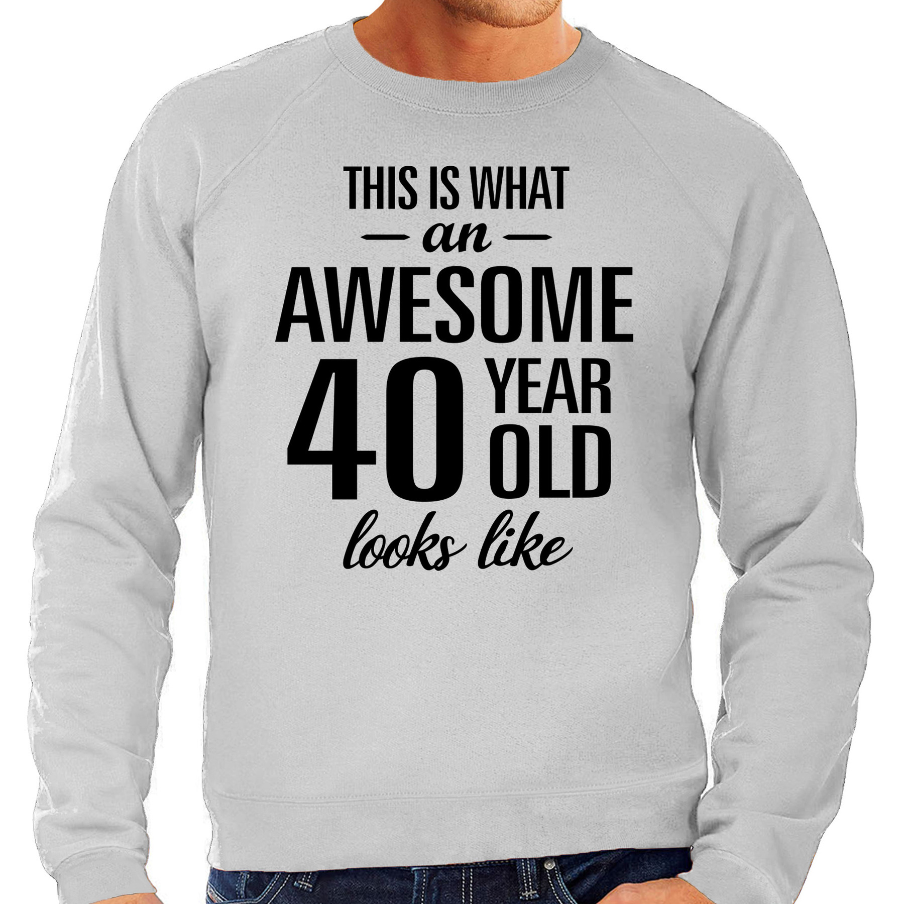 Awesome 40 year-40 jaar cadeau sweater-trui grijs heren