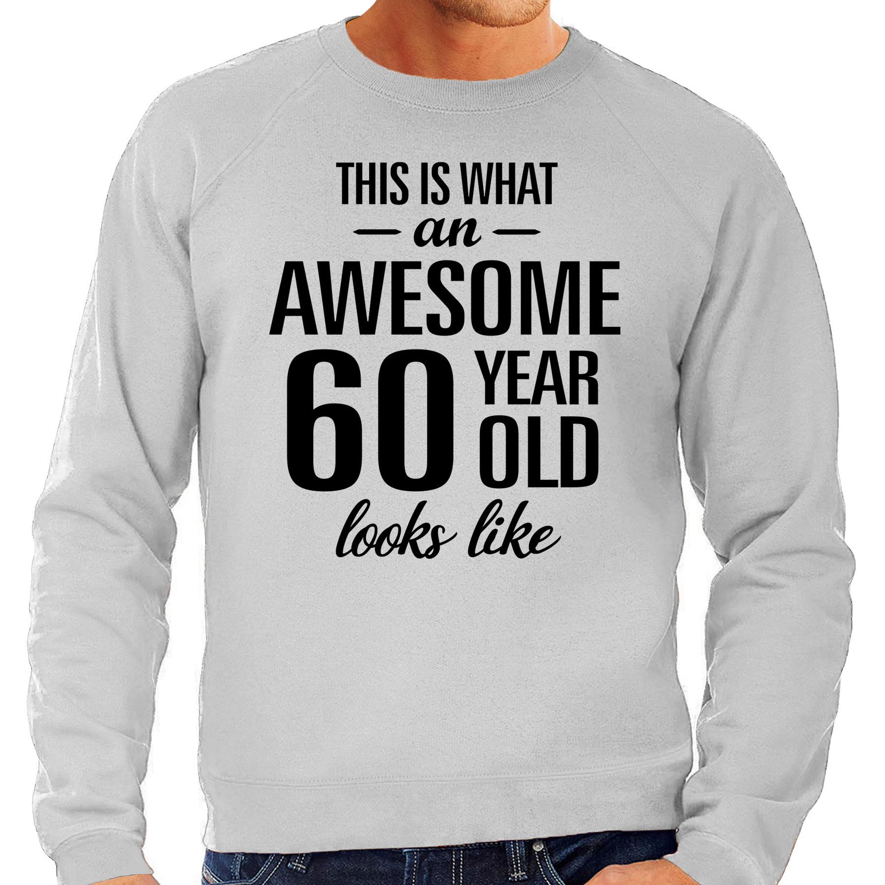 Awesome 60 year-60 jaar cadeau sweater-trui grijs heren