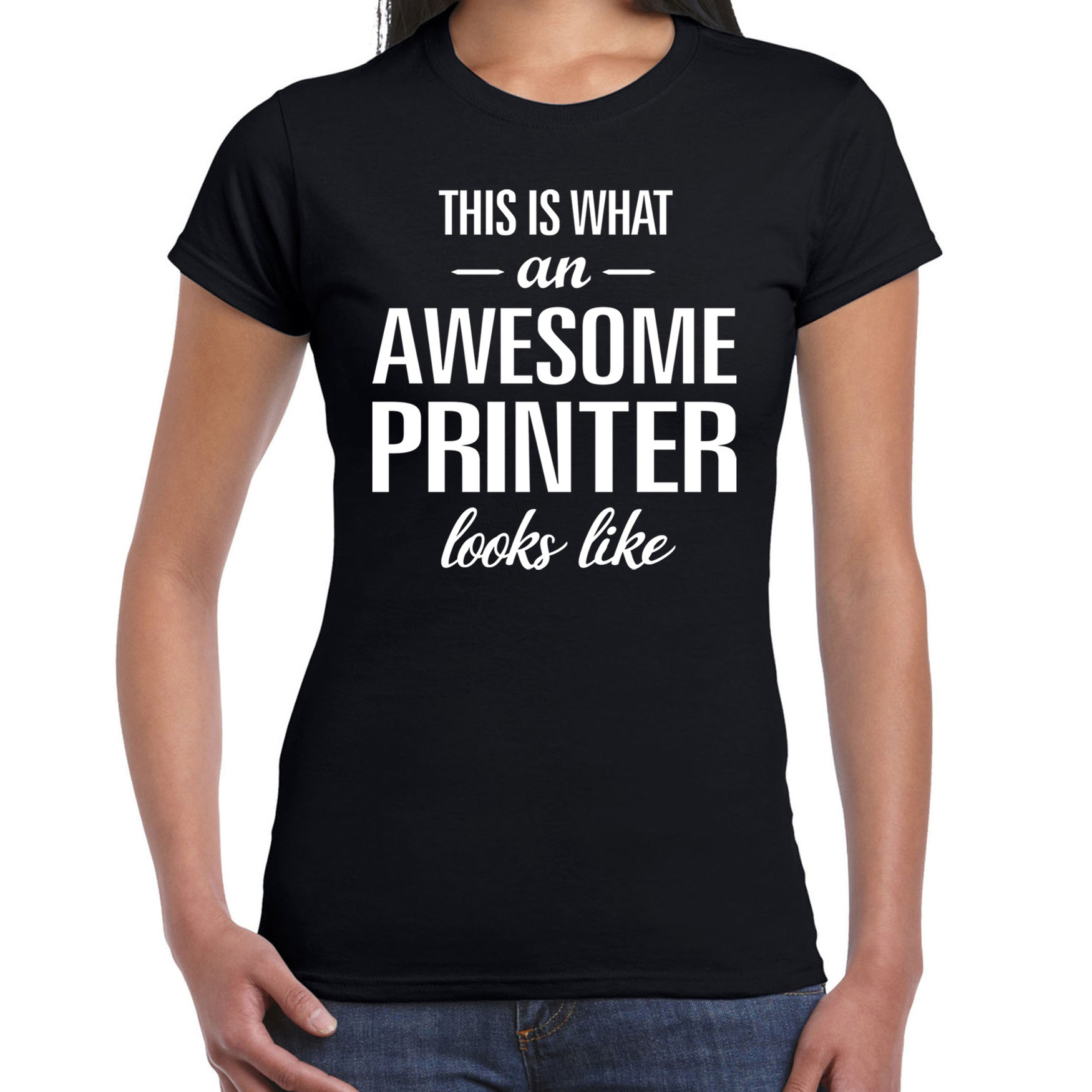 Awesome / geweldige printer cadeau t-shirt zwart voor dames