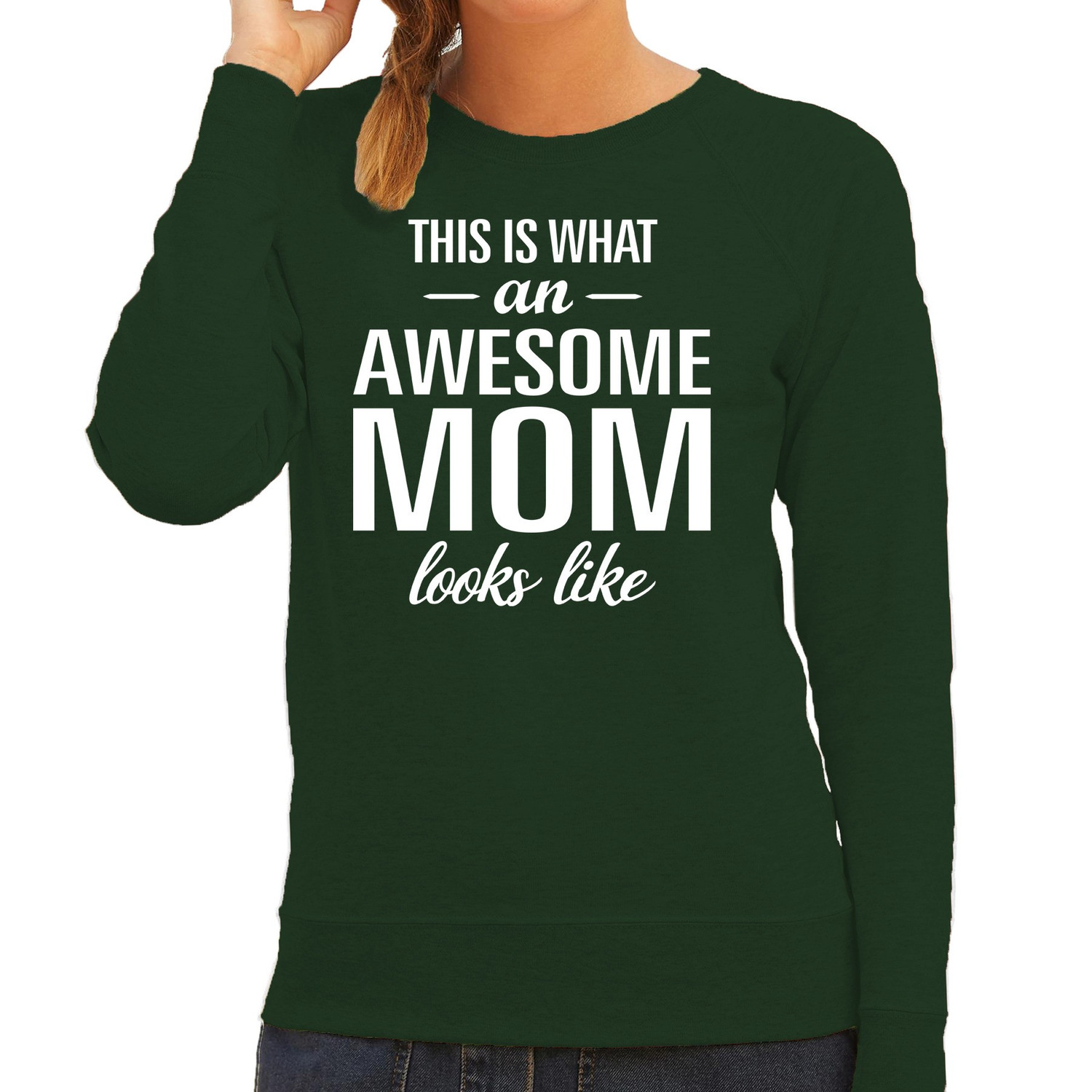 Awesome mom-moeder cadeau trui groen dames