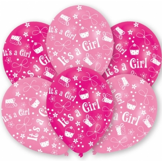 Babyshower roze ballonnen 6x stuks