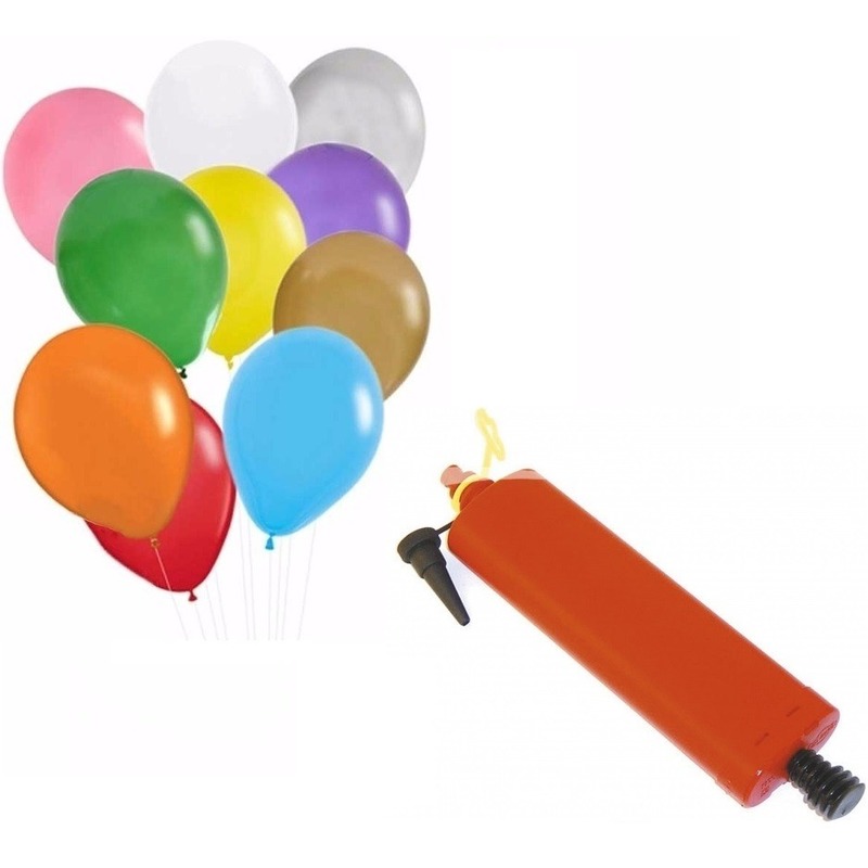 Ballonnen gekleurd 100 stuks inclusief ballonpomp