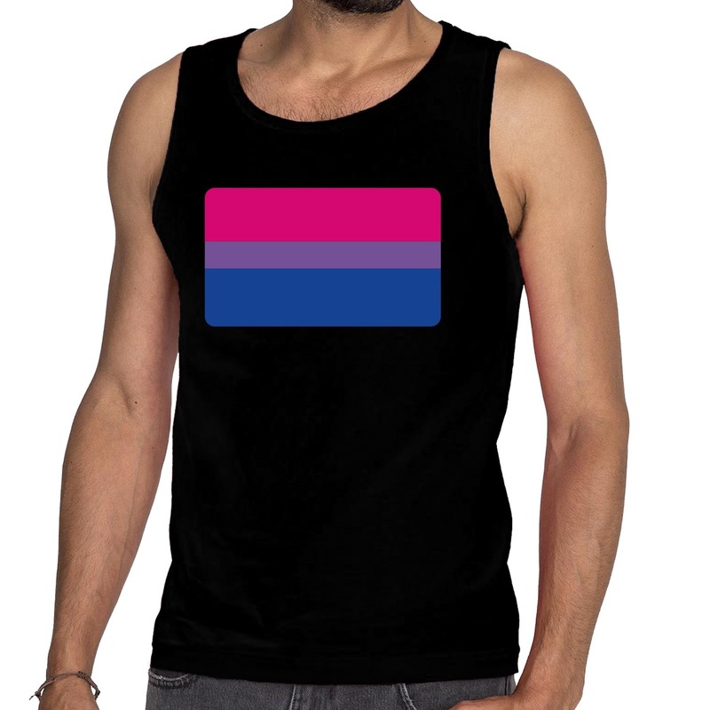 Bi vlag gay pride tanktop-mouwloos shirt zwart voor heren