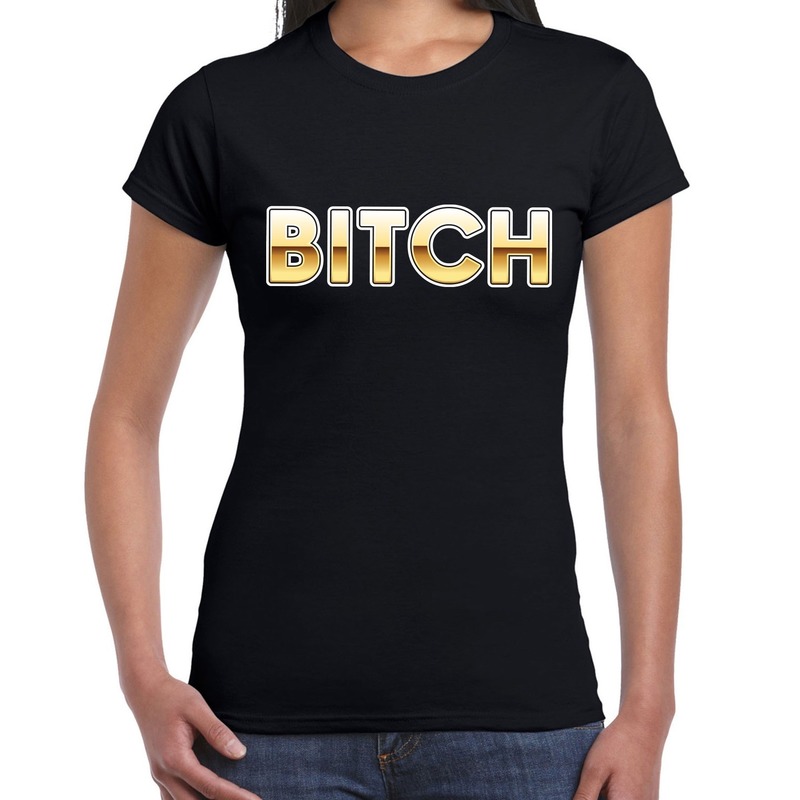 Bitch fun tekst t-shirt zwart voor dames