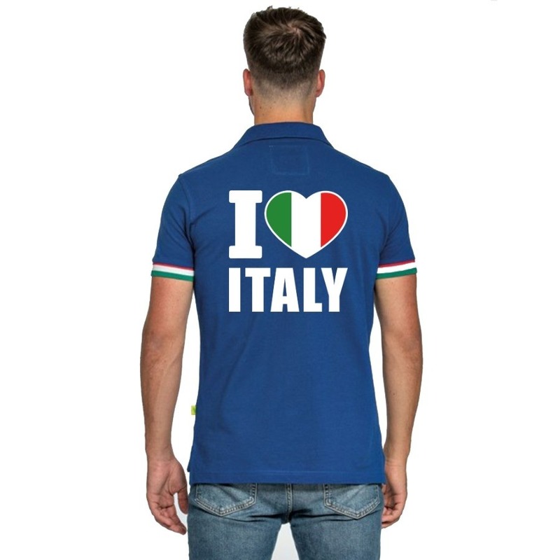 Blauw I love Italie polo heren
