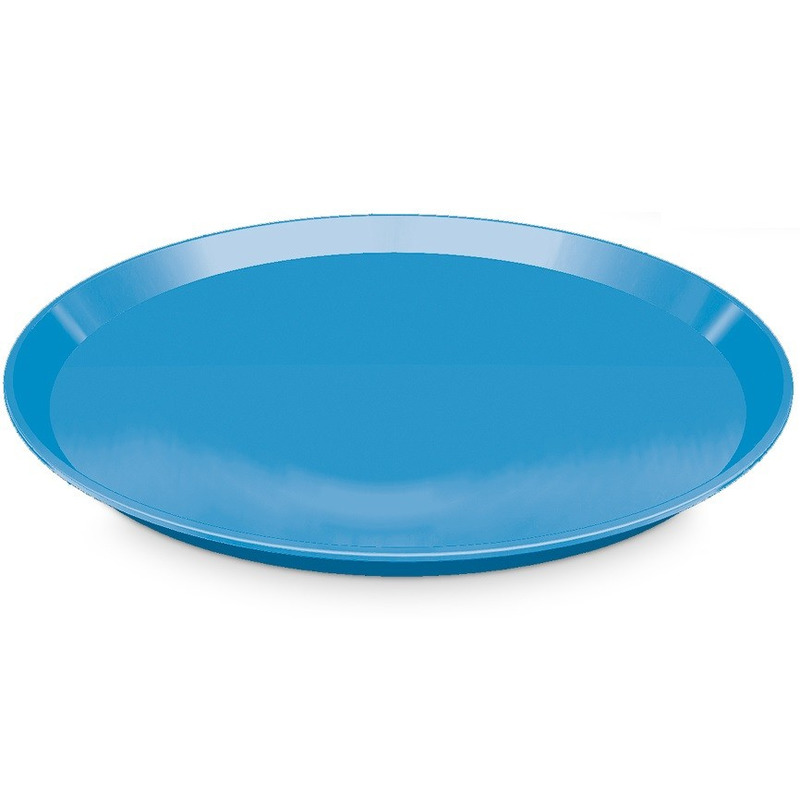 Blauw rond dienblad-serveerblad van kunststof 34 cm