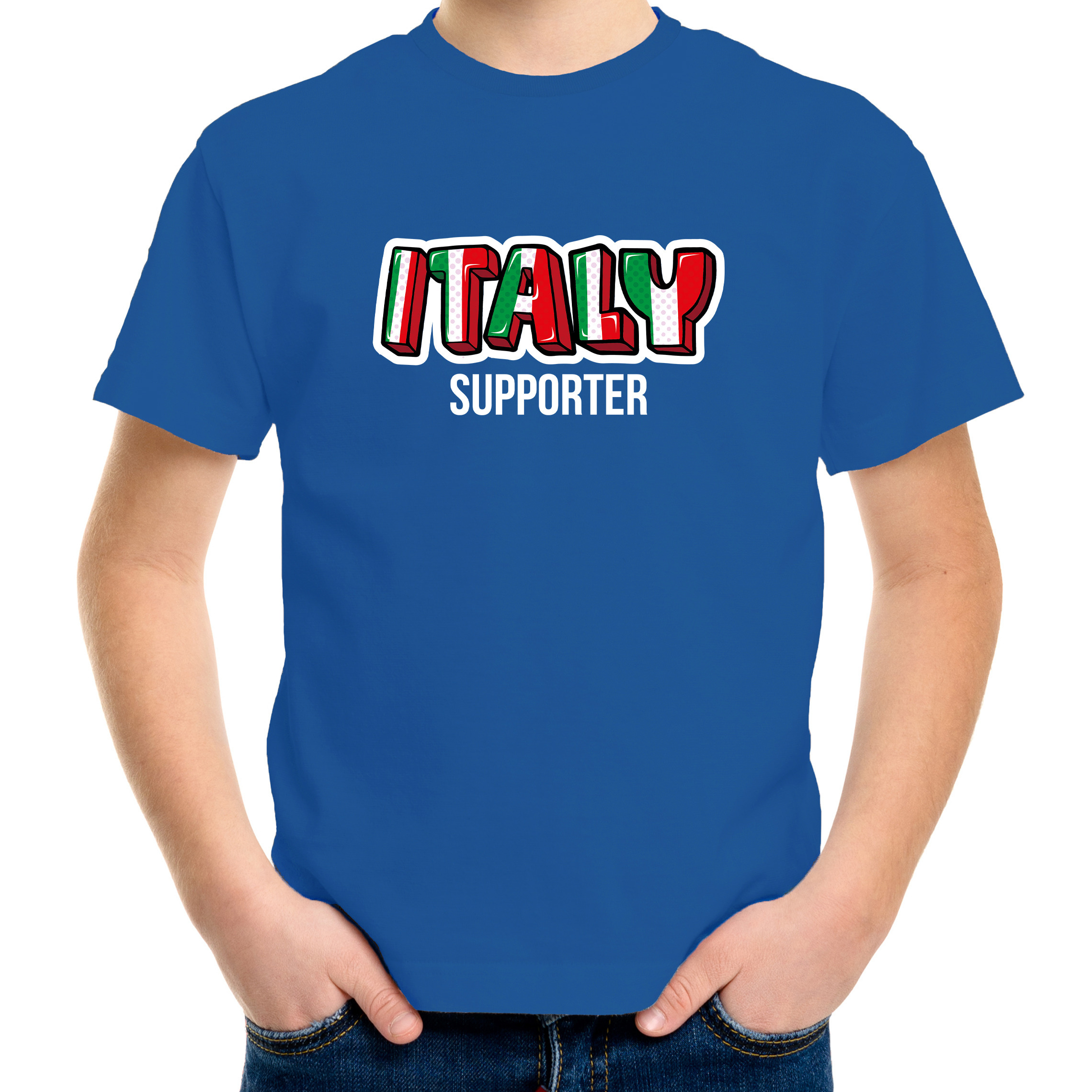 Blauw t-shirt Italy-Italie supporter EK- WK voor kinderen