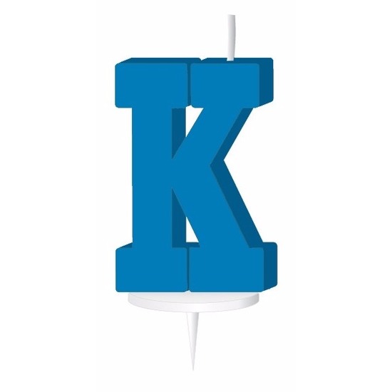 Blauwe letter kaars K